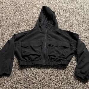 Kids Black Hooded Jacket